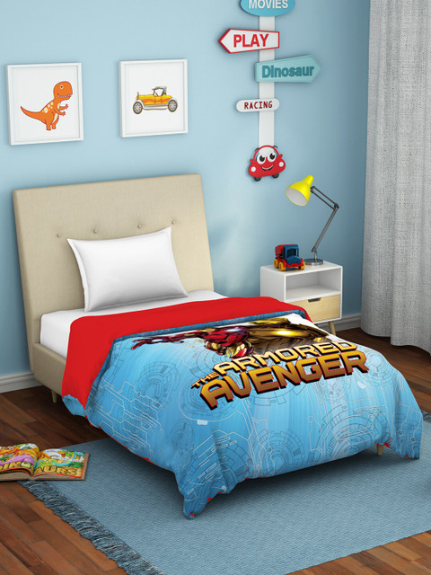 

SPACES Blue & Red Avengers Printed AC Room Single Bed Dohar
