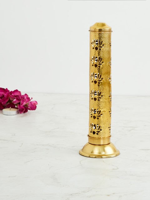 

Home Centre Gold-Toned Metal Agarbati Stand with Lotus Cutwork