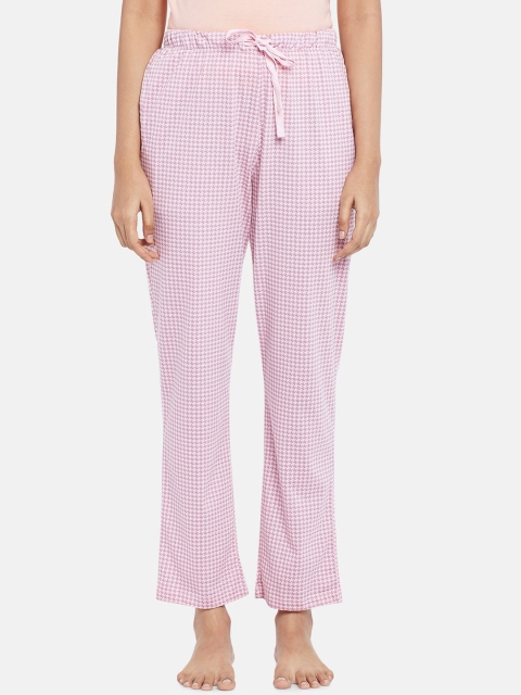 

Dreamz by Pantaloons Women Pink Checked Pure Cotton Lounge Pants