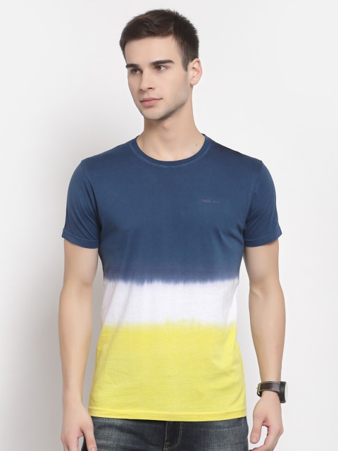 

Pepe Jeans Men Yellow & Blue Colourblocked T-shirt