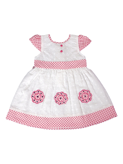 

Enfance White & Pink Embroidered Applique Dress