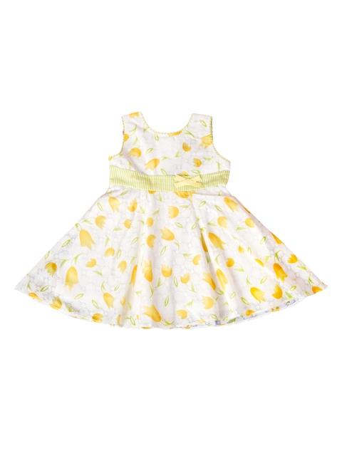 

Enfance Girls Yellow & White Floral Round neck Fit & Flare Dress