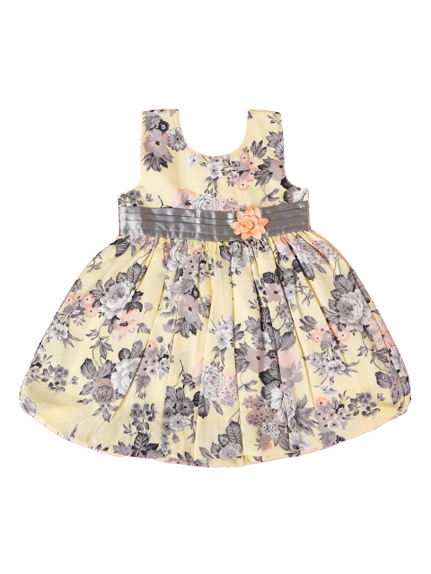 

Enfance Girls Yellow & Grey Floral Applique Dress