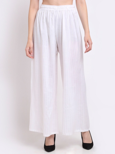 

TAG 7 Women White Striped Palazzos