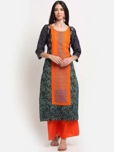 

ARITOS INDIA Women Blue & Orange Printed Kurta