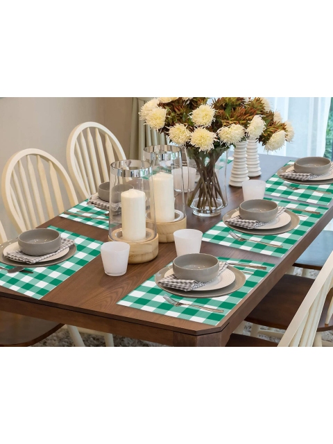 

Lushomes Set Of 6 Green & White Buffalo Checked Dinning Table Place Mats