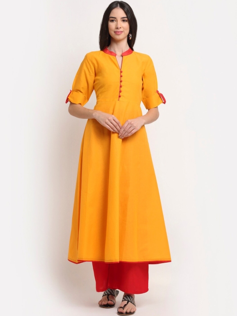 

ARITOS INDIA Women Yellow Anarkali Cotton Kurta