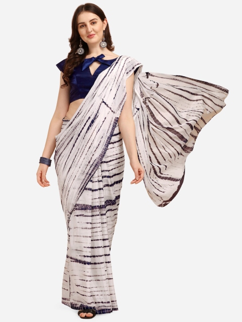 

KALINI Off White & Navy Blue Tie and Dye Saree