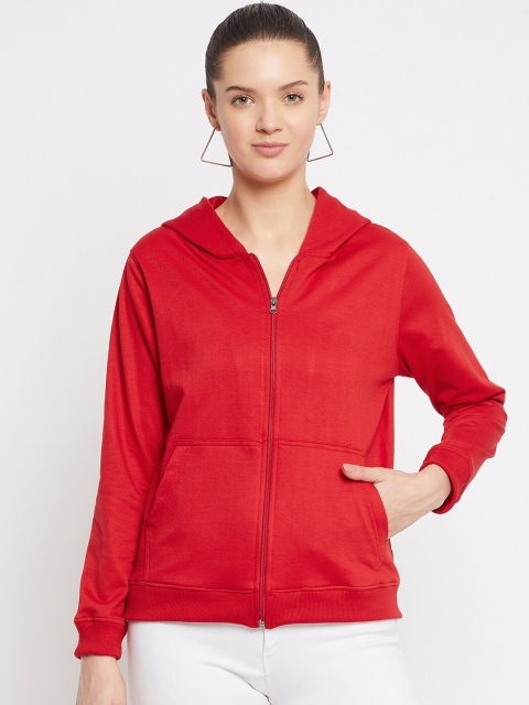 

FRENCH FLEXIOUS Women Red Hooded Sweatshirt
