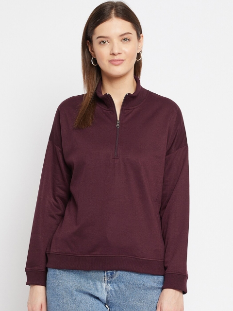 

FRENCH FLEXIOUS Women Burgundy Sweatshirt