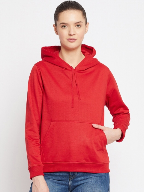 

FRENCH FLEXIOUS Women Red Hooded Sweatshirt