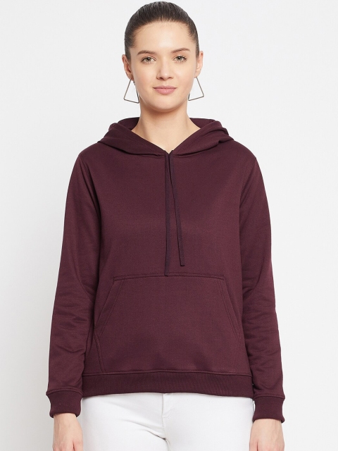 

FRENCH FLEXIOUS Women Burgundy Hooded Sweatshirt