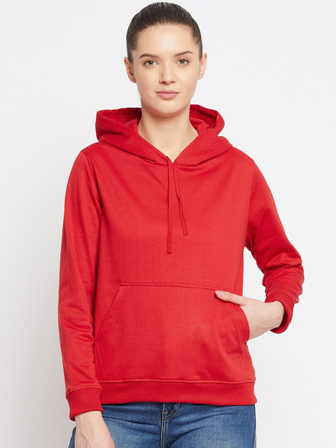 

FRENCH FLEXIOUS Women Red Hooded Sweatshirt