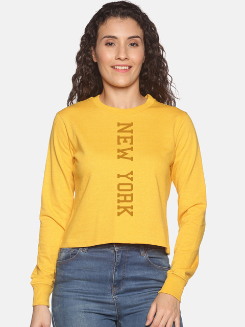 

BEVERLY BLUES Women Yellow Printed Sweatshirt