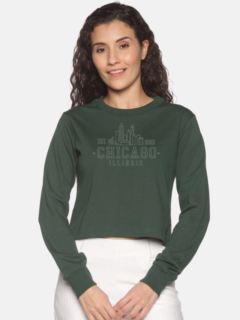 

BEVERLY BLUES Women Green Printed Sweatshirt