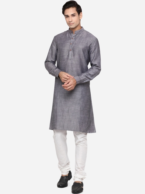 

Modi Kurta Men Grey Striped Thread Work Kurtas