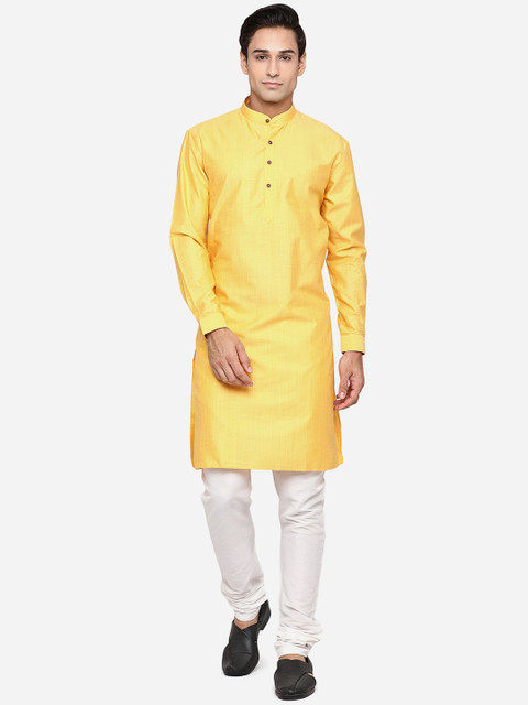 

Modi Kurta Men Yellow Striped Kurtas