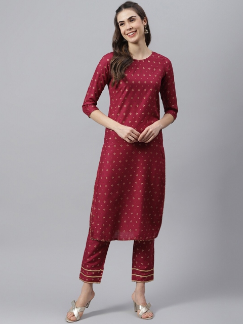 

Stylum Women Purple Ethnic Motifs Empire Kurta with Trousers