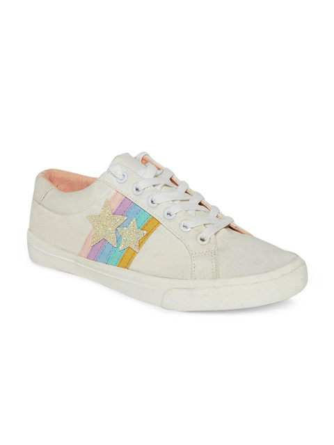 

Forever Glam by Pantaloons Women White & Gold Printed Sneakers