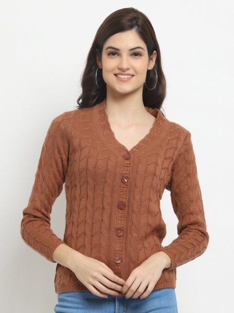 

HALTON HILLS Women Copper-Toned Cable Knit Cardigan