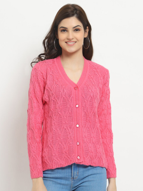 

HALTON HILLS Women Pink Acrylic Cardigan