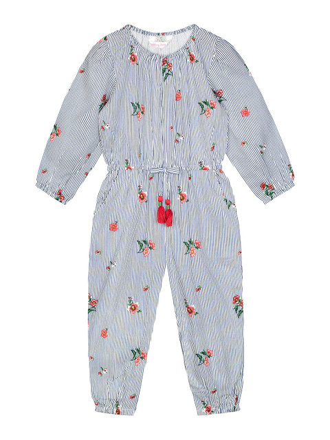 

Budding Bees Girls Off White Floral Printed & Striped Jumpsuit