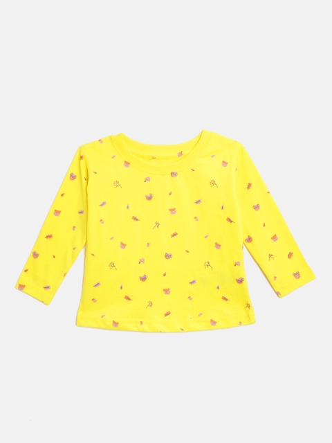 

Gini and Jony Girls Yellow & Pink Pure Cotton Conversational Print T-shirt