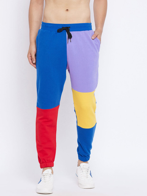 

FUGAZEE Multicoloured Colourblocked Oversized Cotton Sweatpants, Multi
