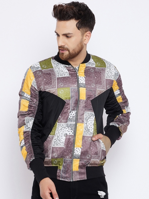 

FUGAZEE Men Multicoloured Lightweight Longline Bomber with Patchwork Jacket, Multi