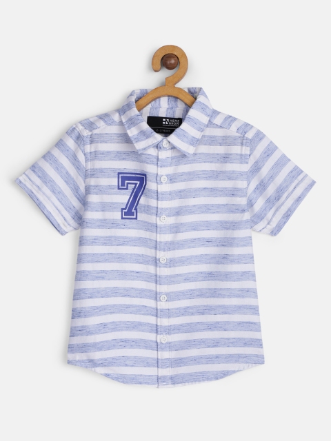 

HERE&NOW Boys Blue Regular Fit Horizontal Stripes Opaque Casual Shirt