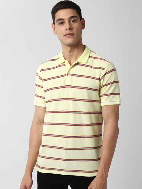 

Peter England Casuals Men Yellow Striped Polo Collar T-shirt