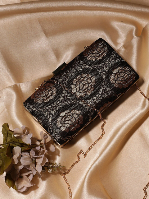 

TRINK Black & Brown Jacquard Box Clutch