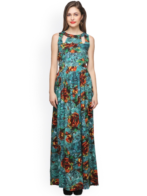 

Cation Women Green Floral Print Maxi Dress