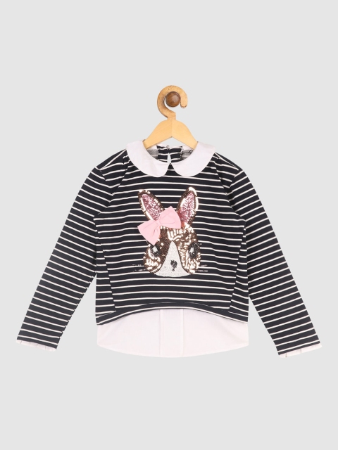 

Lazy Shark Girls Blue Striped & Sequinned Sweatshirt