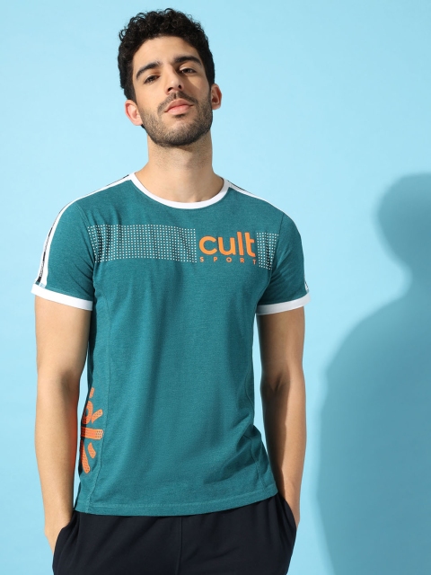 

Cultsport Men Teal Green Vitals Print Training T-shirt