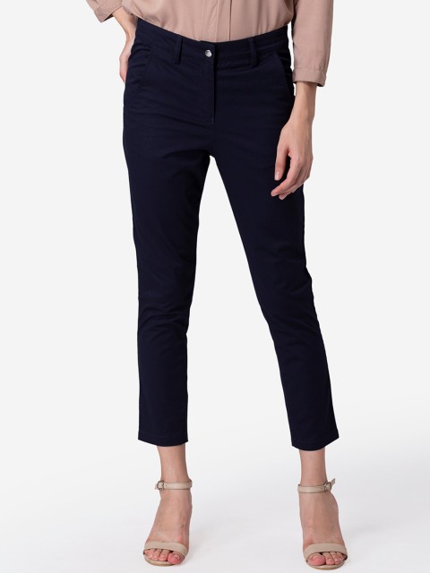 

Modriba Women Navy Blue Smart Slim Fit Trousers