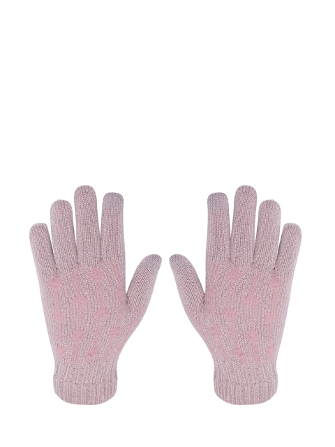 

LOOM LEGACY Women Mauve Patterned Hand Gloves