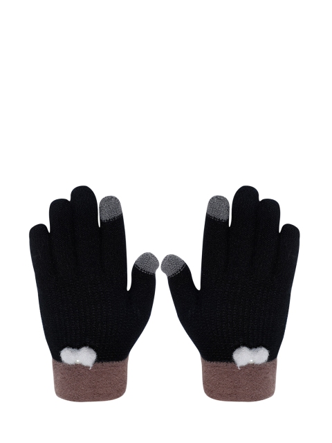

LOOM LEGACY Women Black & Brown Solid Acrylic Gloves
