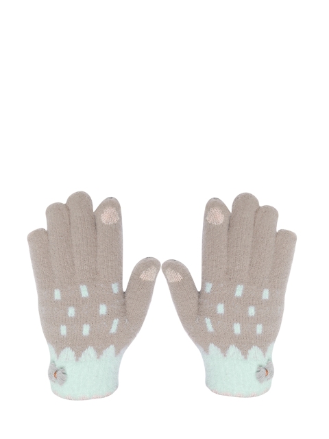 

LOOM LEGACY Women Brown & Sea-Green Patterned Hand Gloves