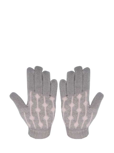 

LOOM LEGACY Women Grey & White Patterned Gloves