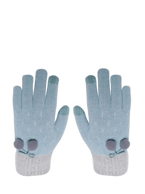 

LOOM LEGACY Women Blue & Grey Solid Acrylic Hand Gloves