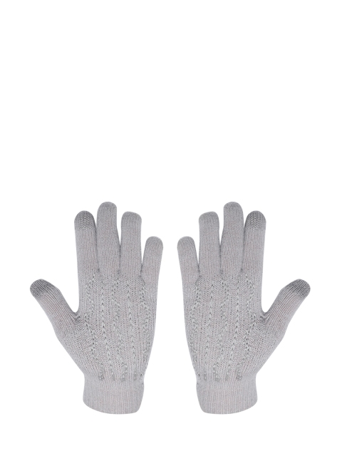 

LOOM LEGACY Women Grey Patterned Acrylic Hand Gloves