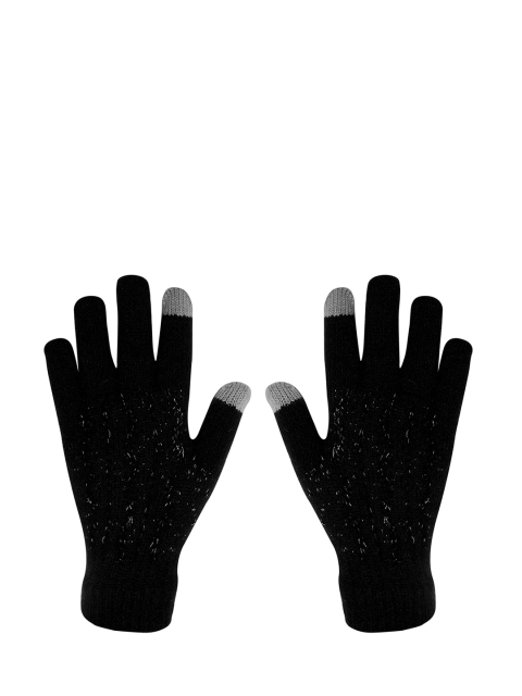 

LOOM LEGACY Women Black Patterned Hand Gloves