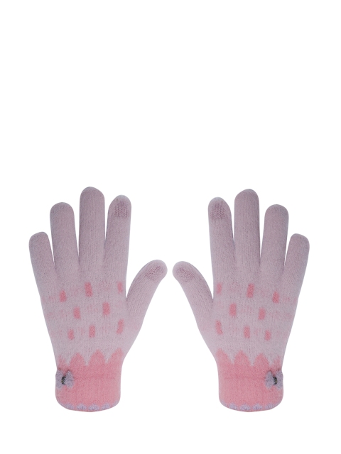 

LOOM LEGACY Women Mauve & Pink Patterned Hand Gloves