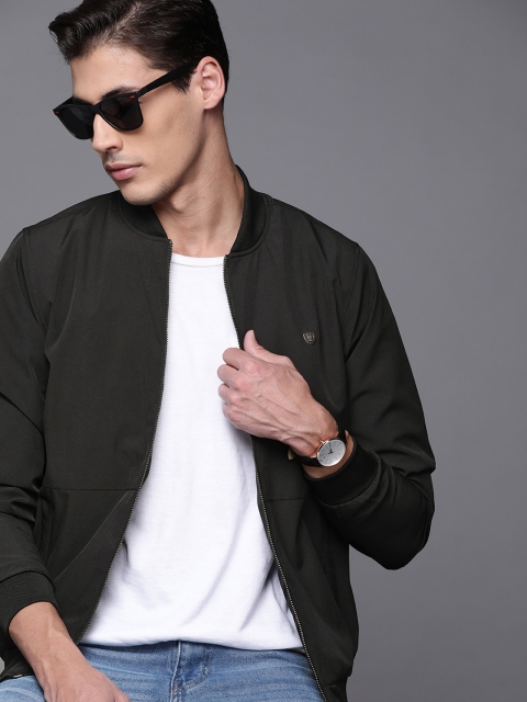 

Louis Philippe Men Black Solid Bomber Jacket