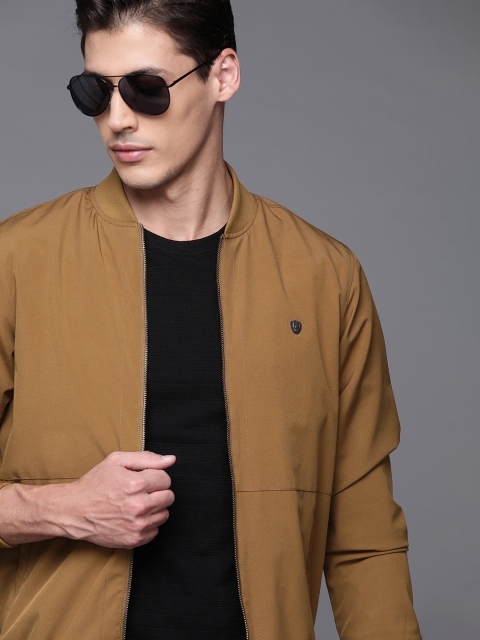 

Louis Philippe Men Mustard Brown Solid Bomber Jacket