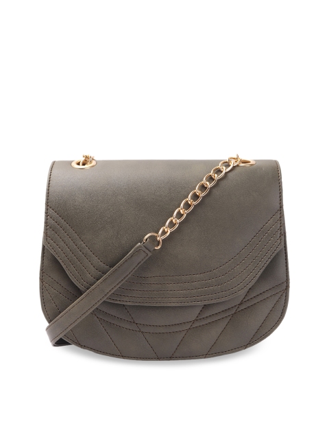 

Ratans Grey PU Oversized Structured Sling Bag with Quilted