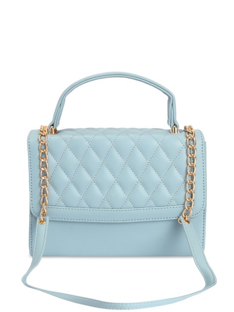 

Ratans Blue PU Structured Handheld Bag with Quilted