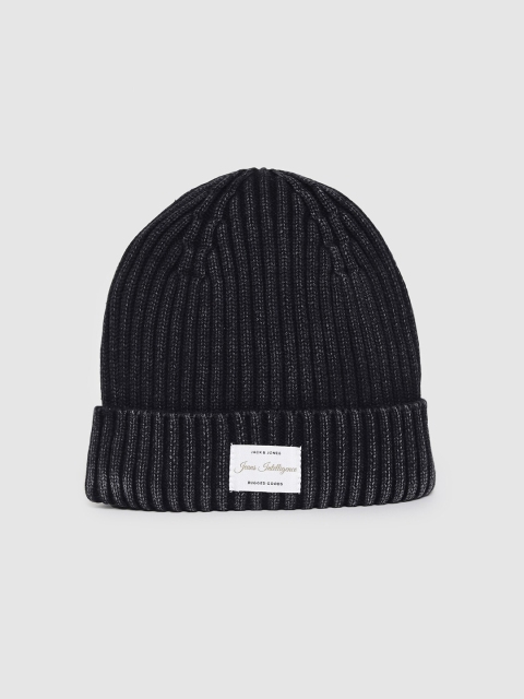 

Jack & Jones Men Black Self Designed Beanie Cap