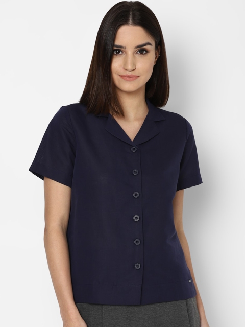 

Allen Solly Woman Women Navy Blue Opaque Casual Shirt